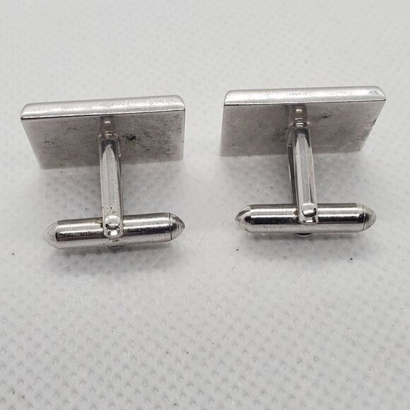 Swank Silver Colored & Blue Stone Cuff Links - Picture 2 of 3